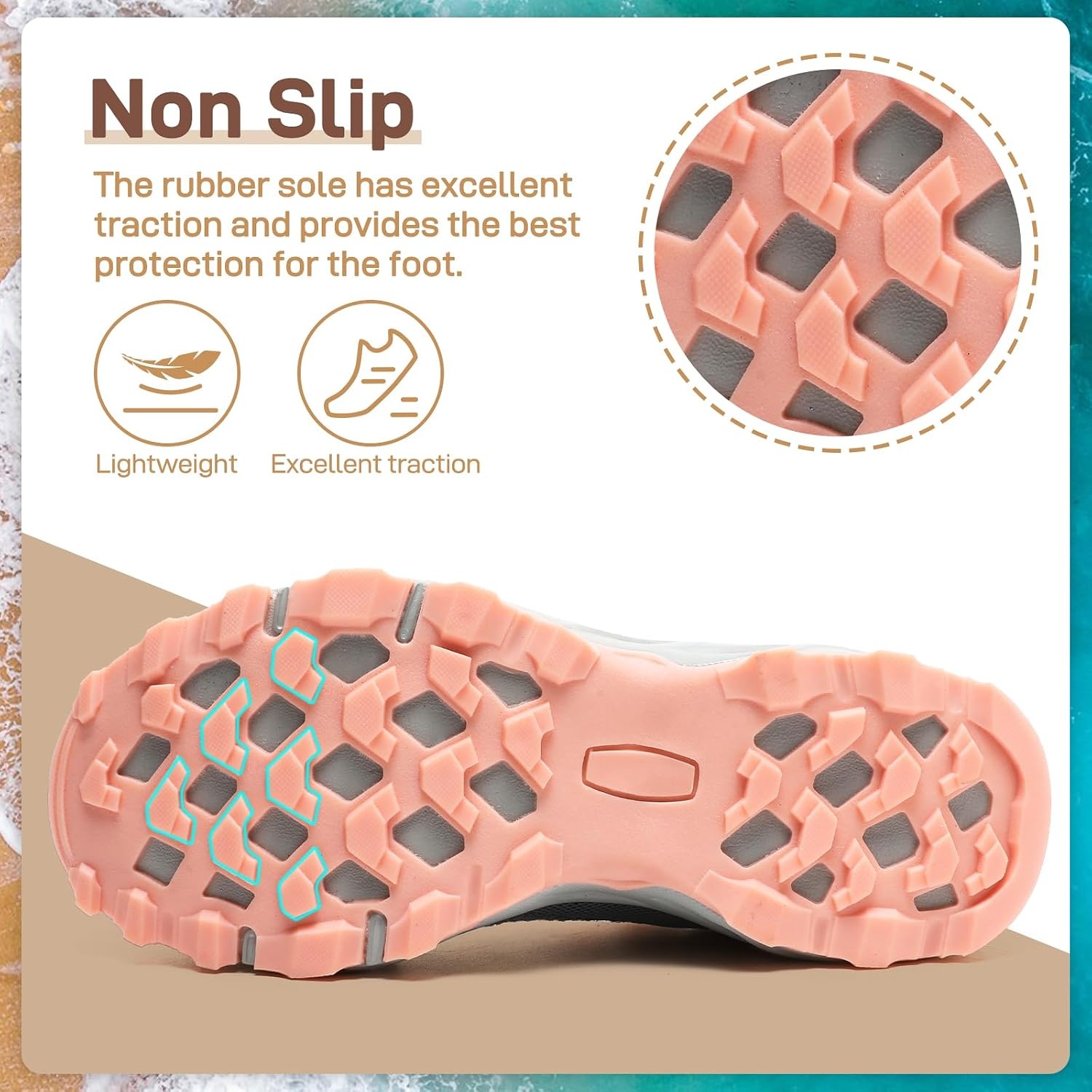 image:imageziitop Womens Hiking Water Shoes for Women Quick Dry Outdoor Sport Sneakers Non Slip Lightweight Breathable Summer Trekking and Walking Climbing ShoeGrey Pink