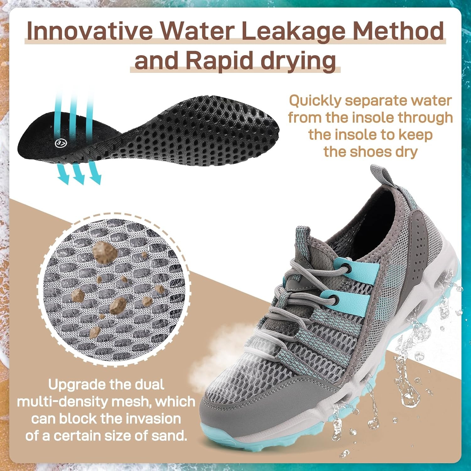 image:imageziitop Womens Hiking Water Shoes for Women Quick Dry Outdoor Sport Sneakers Non Slip Lightweight Breathable Summer Trekking and Walking Climbing ShoeMoonlight
