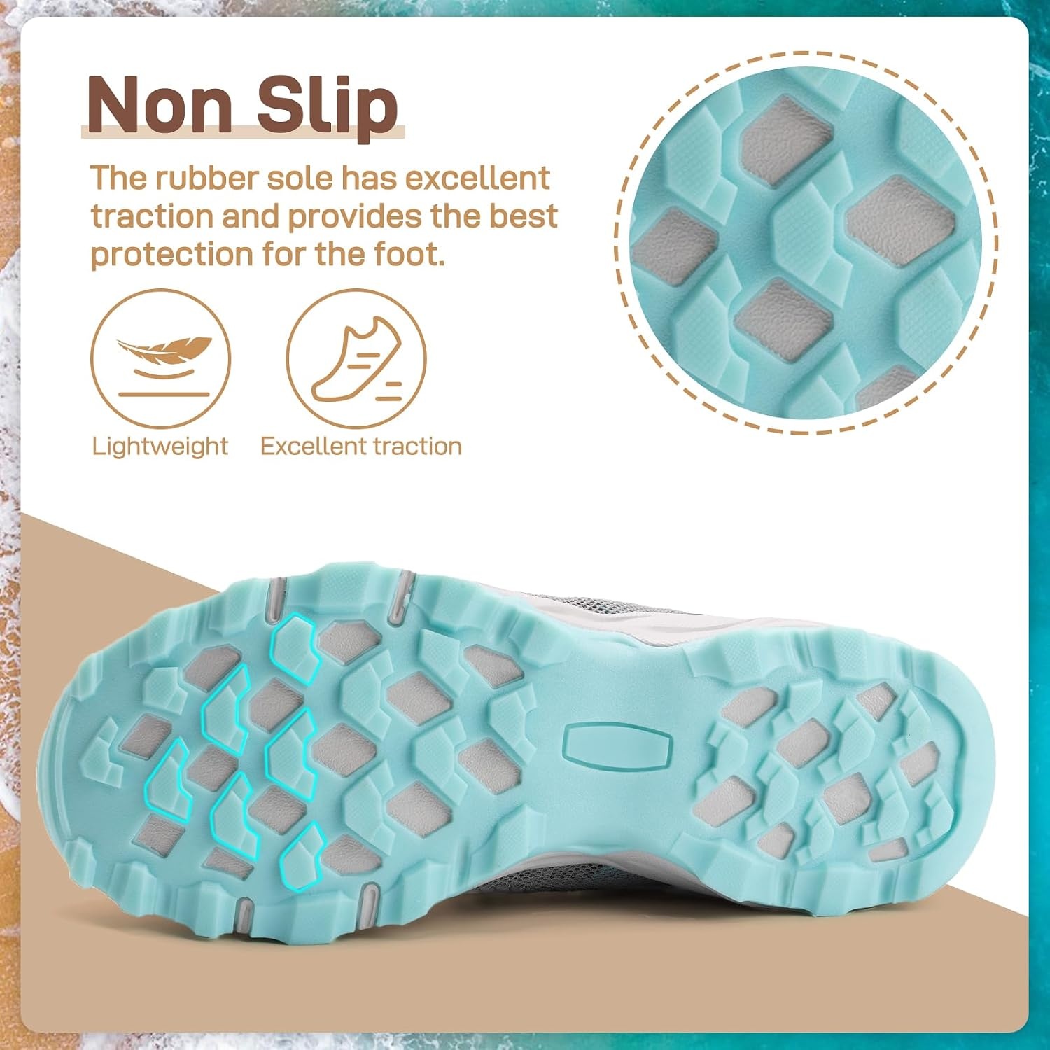 image:imageziitop Womens Hiking Water Shoes for Women Quick Dry Outdoor Sport Sneakers Non Slip Lightweight Breathable Summer Trekking and Walking Climbing ShoeMoonlight