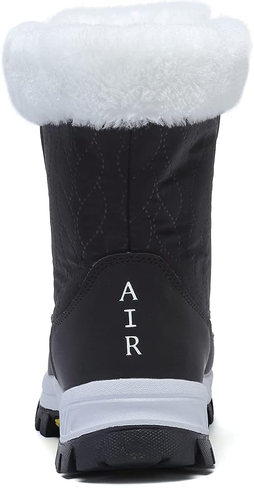 image:imageziitop Womens Snow Boots Waterproof Warm Fur Lined Mid Calf Winter Boots Lace Up ColdResistant Outdoor Walking Shoes for Women Ladies BootiesBlack