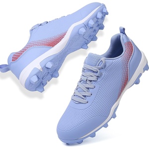 Softball Cleats for Women Baseball Cleats Lacrosse Molded | Womens softball baseball cleats with lightweight PU upper lace up fit and molded rubber studs for dirt grass and turf fields(Lightblue)