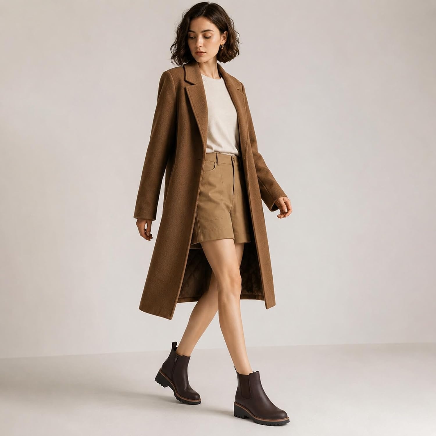 image:imageWomens Chelsea Wedge Boots Side Zip Lug Sole Round Toe Fall Ankle BootsBrown