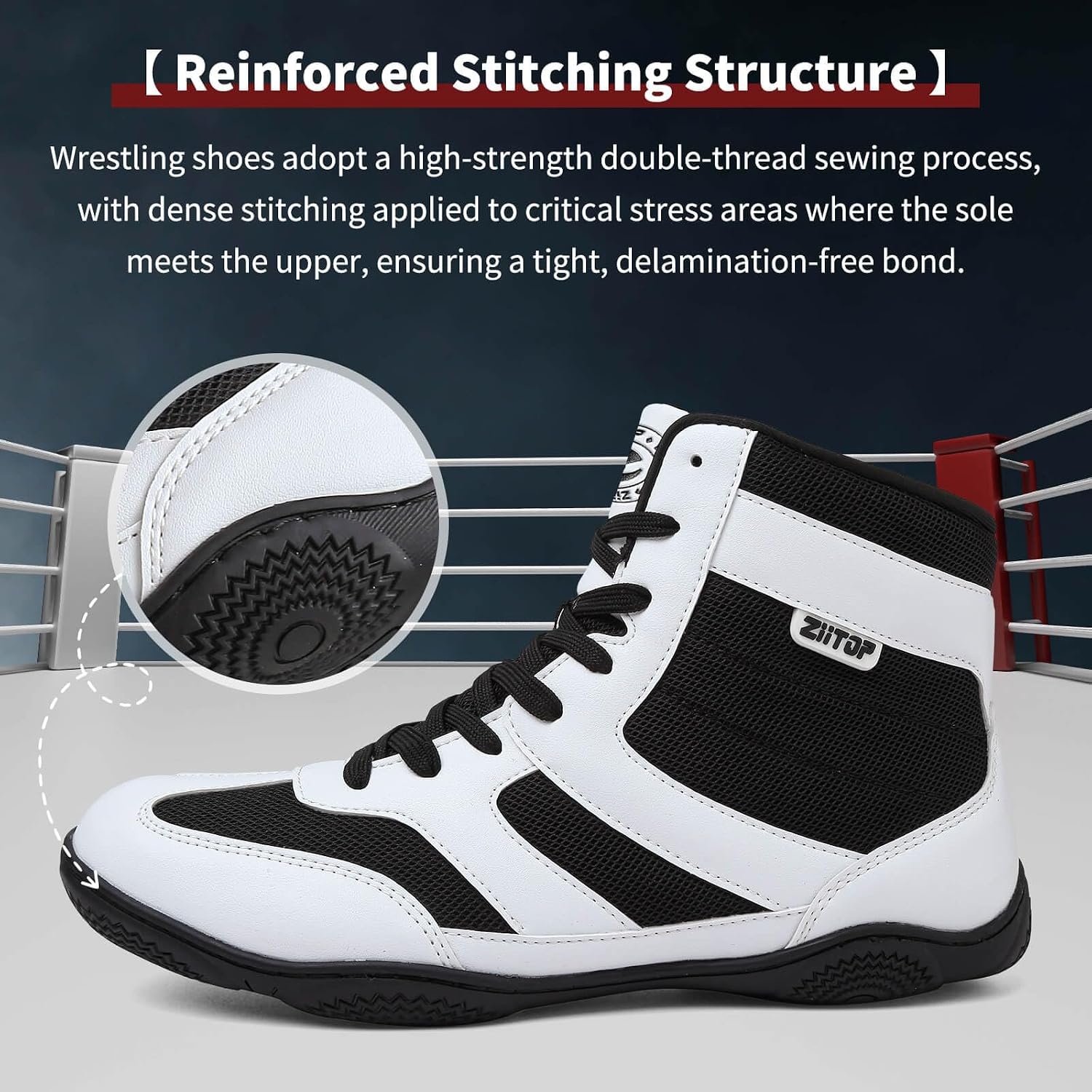 image:imageWrestling Shoes Men Boxing Shoe for Men Weightlifting Powerlifting DeadliftBlackWhite