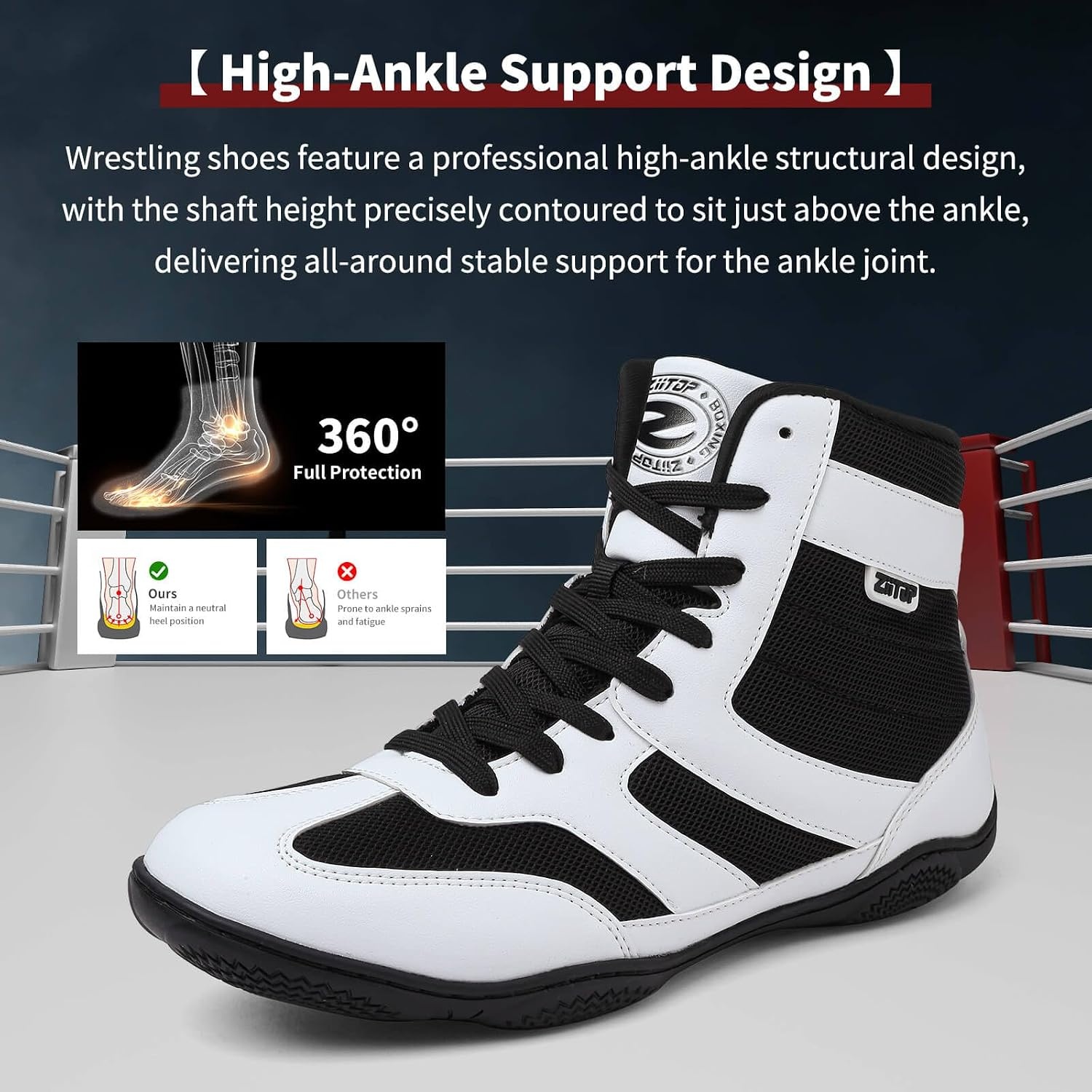 image:imageWrestling Shoes Men Boxing Shoe for Men Weightlifting Powerlifting DeadliftBlackWhite