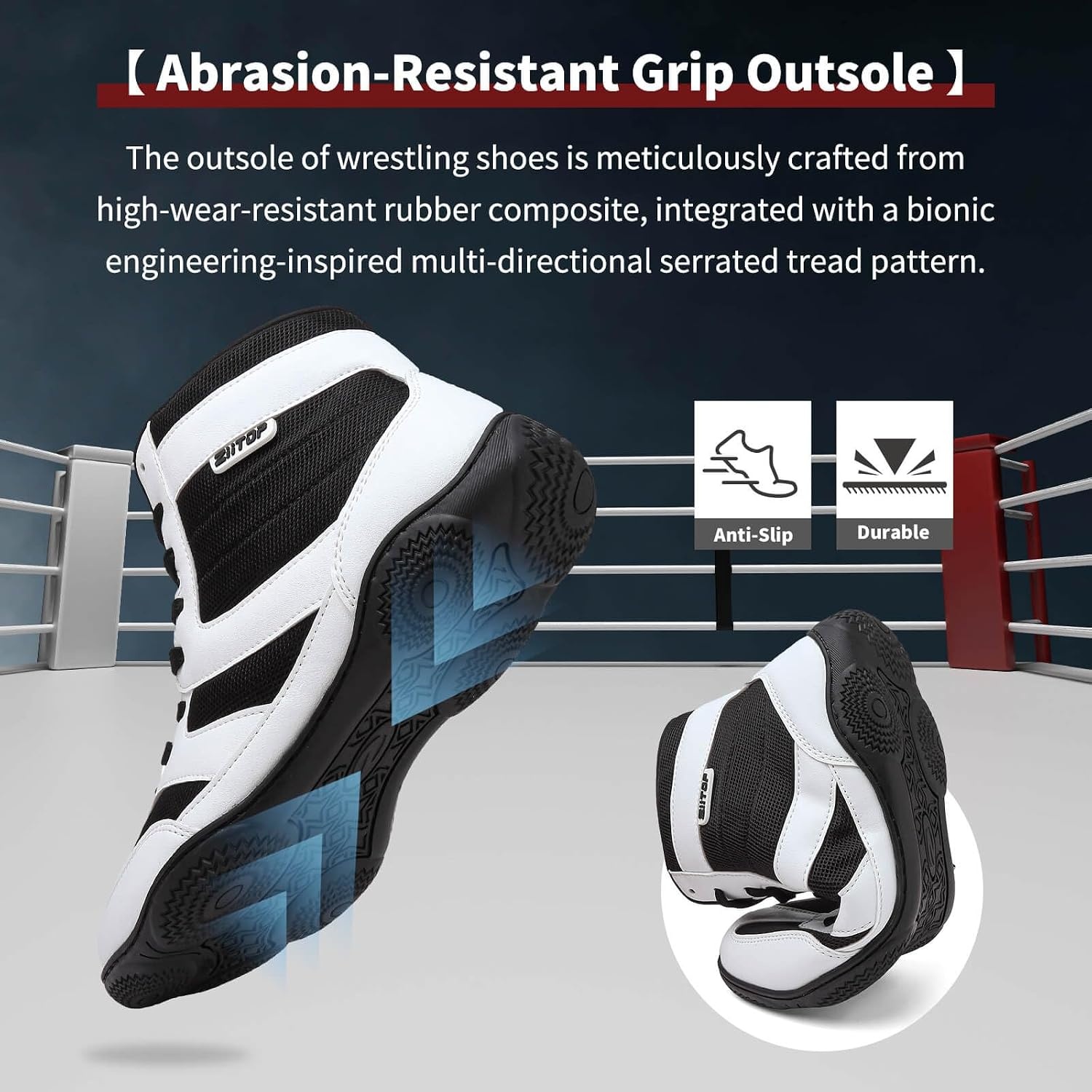image:imageWrestling Shoes Men Boxing Shoe for Men Weightlifting Powerlifting DeadliftBlackWhite
