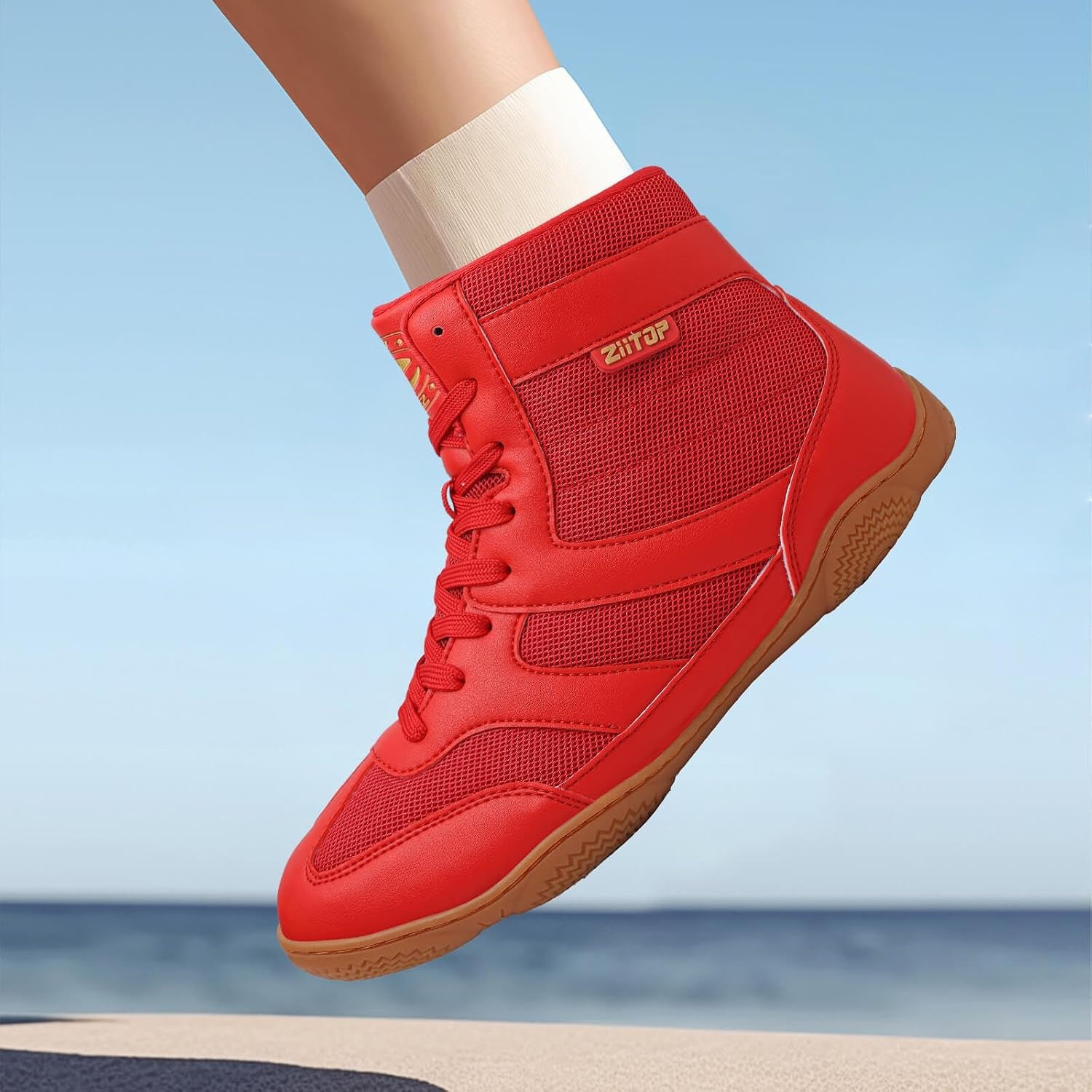 image:imageWrestling Shoes Men Boxing Shoe for Men Weightlifting Powerlifting DeadliftRed