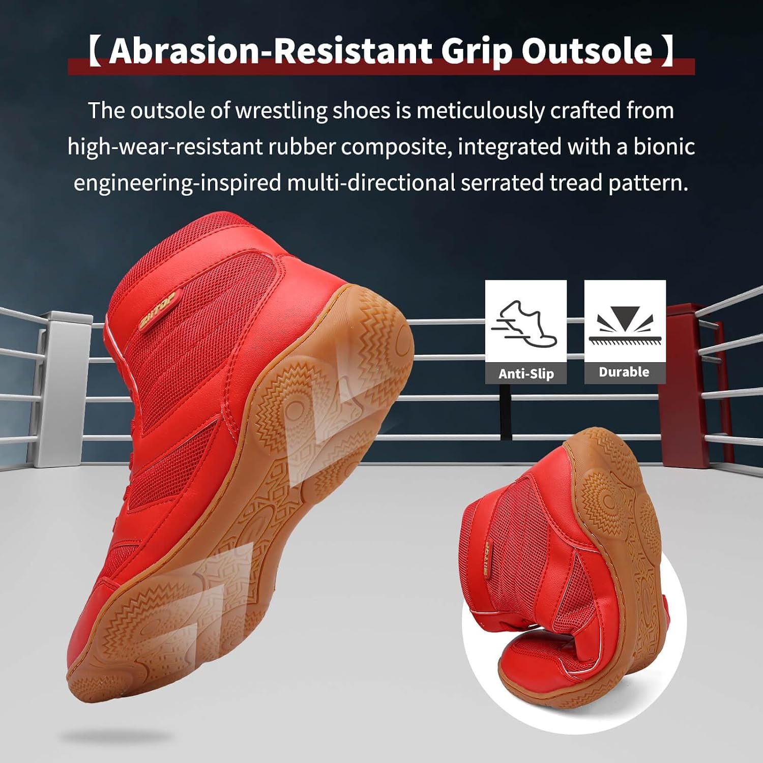 image:imageWrestling Shoes Men Boxing Shoe for Men Weightlifting Powerlifting DeadliftRed