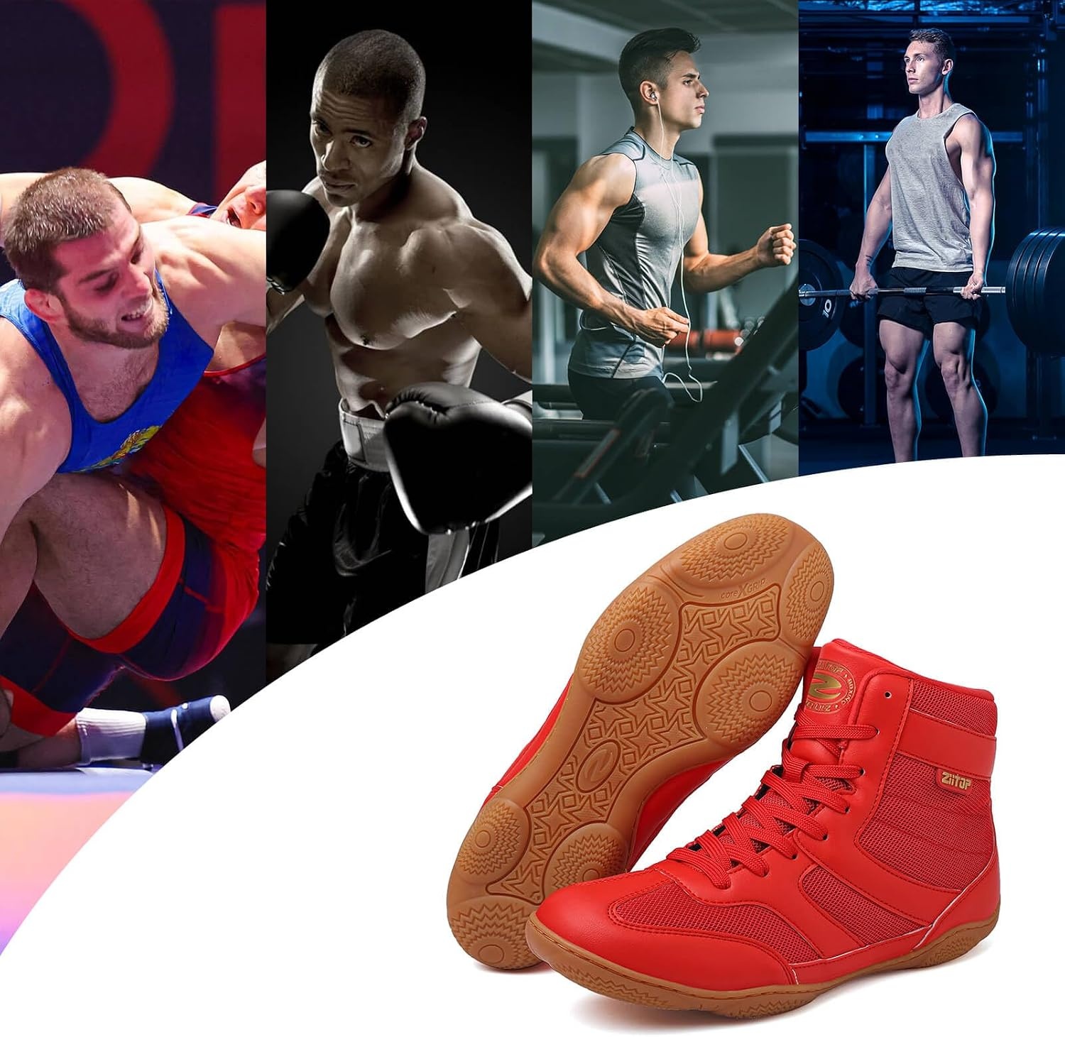 image:imageWrestling Shoes Men Boxing Shoe for Men Weightlifting Powerlifting DeadliftRed