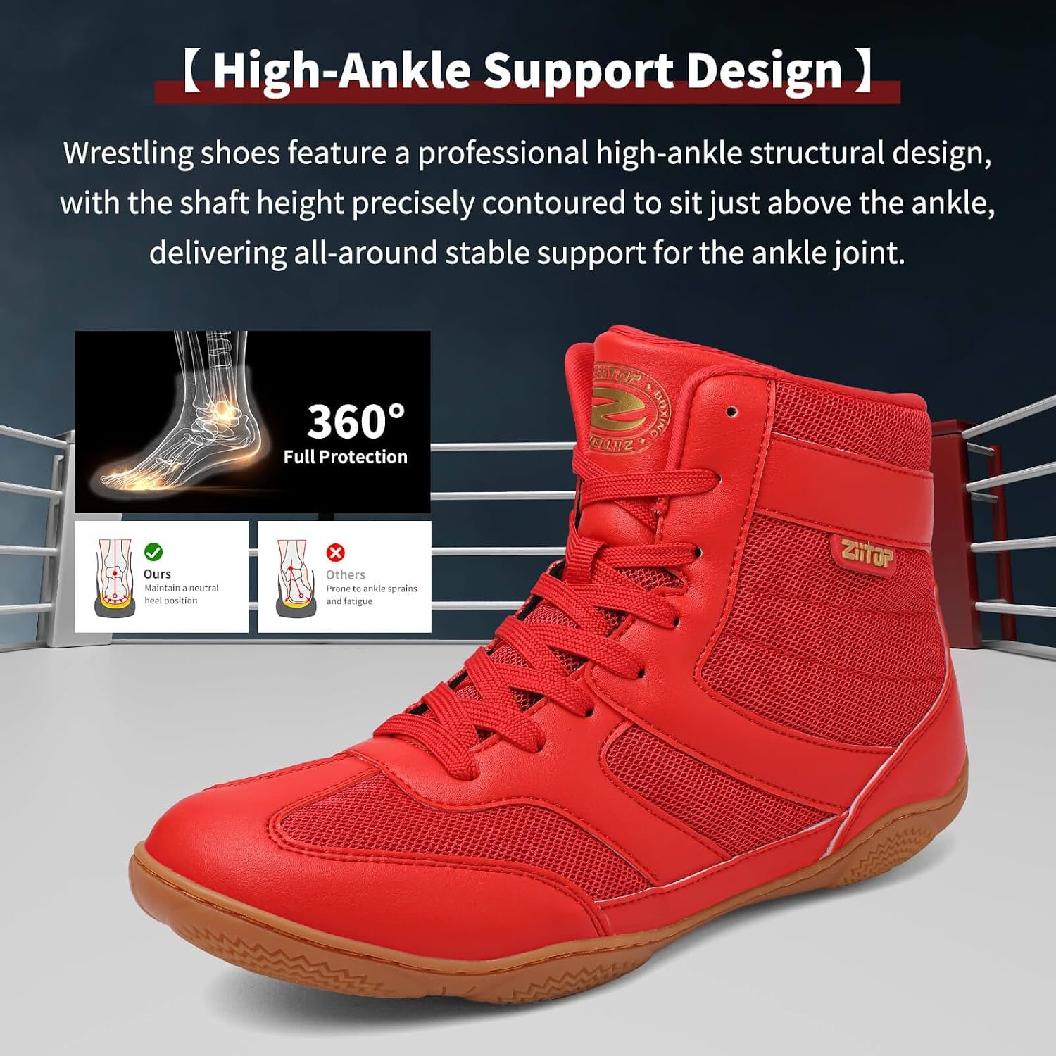 image:imageWrestling Shoes Men Boxing Shoe for Men Weightlifting Powerlifting DeadliftRed