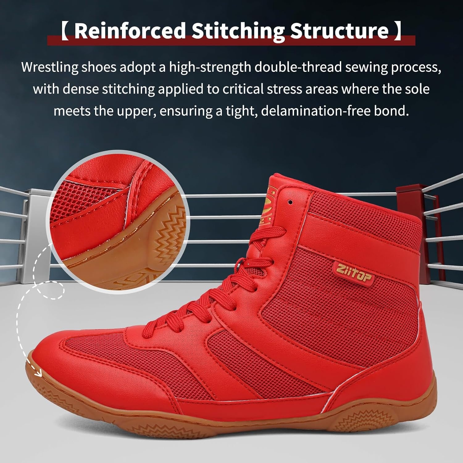 image:imageWrestling Shoes Men Boxing Shoe for Men Weightlifting Powerlifting DeadliftRed