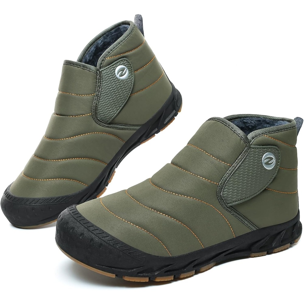 image:imageMens Snow Boots Winter Velcro Water Resistant Fur Lined Slip On Ankle BootGreen