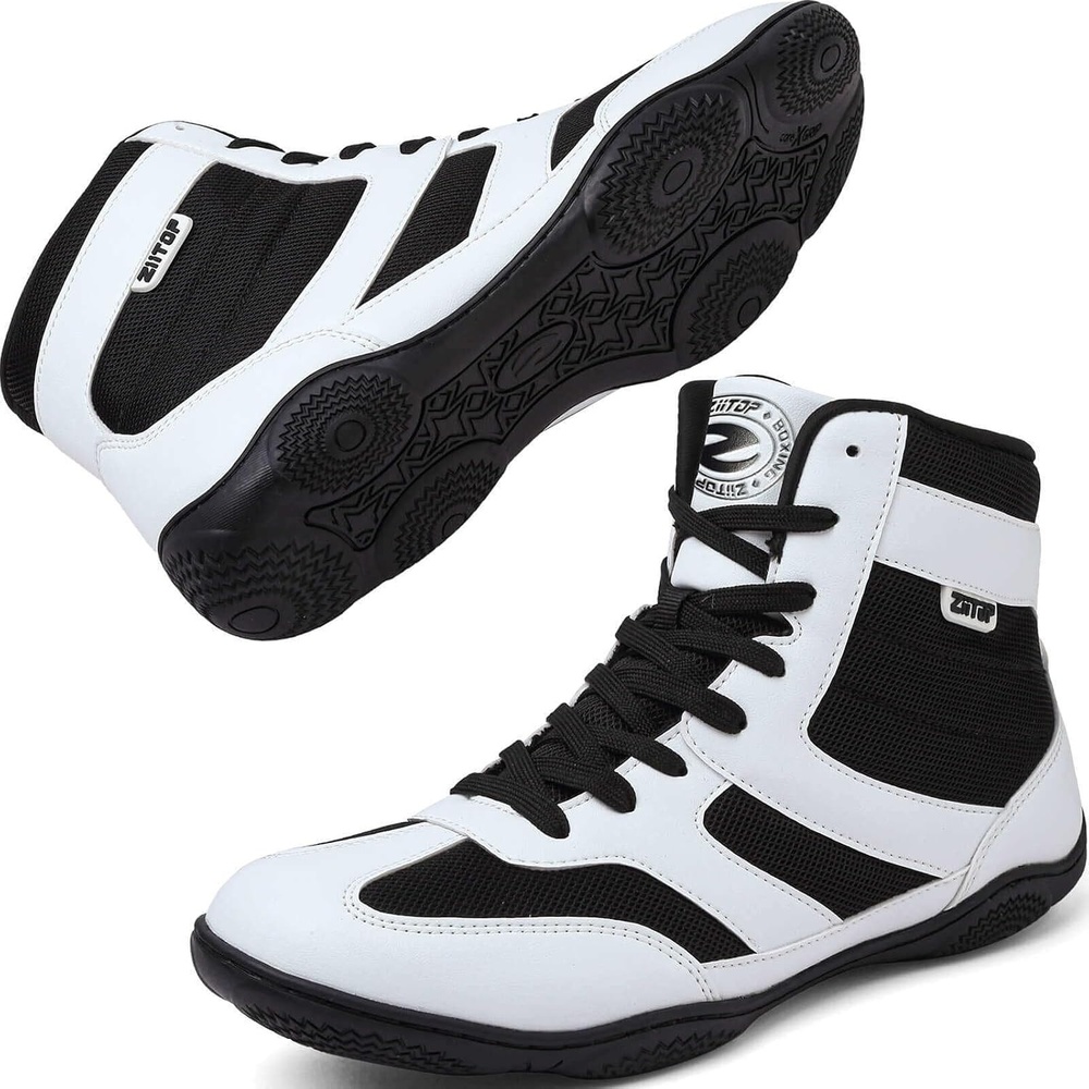 image:imageWrestling Shoes Men Boxing Shoe for Men Weightlifting Powerlifting DeadliftBlackWhite