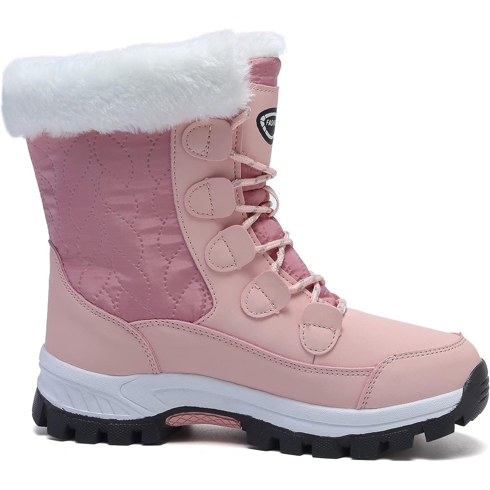 image:imageziitop Womens Snow Boots Waterproof Warm Fur Lined Mid Calf Winter BootsPink
