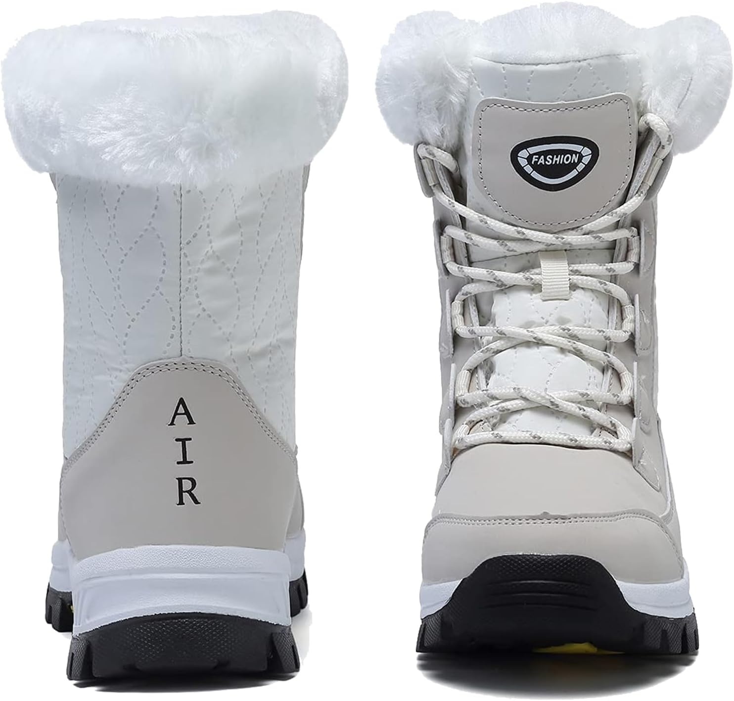 image:imageziitop Womens Snow Boots Waterproof Warm Fur Lined Mid Calf Winter BootsWhite