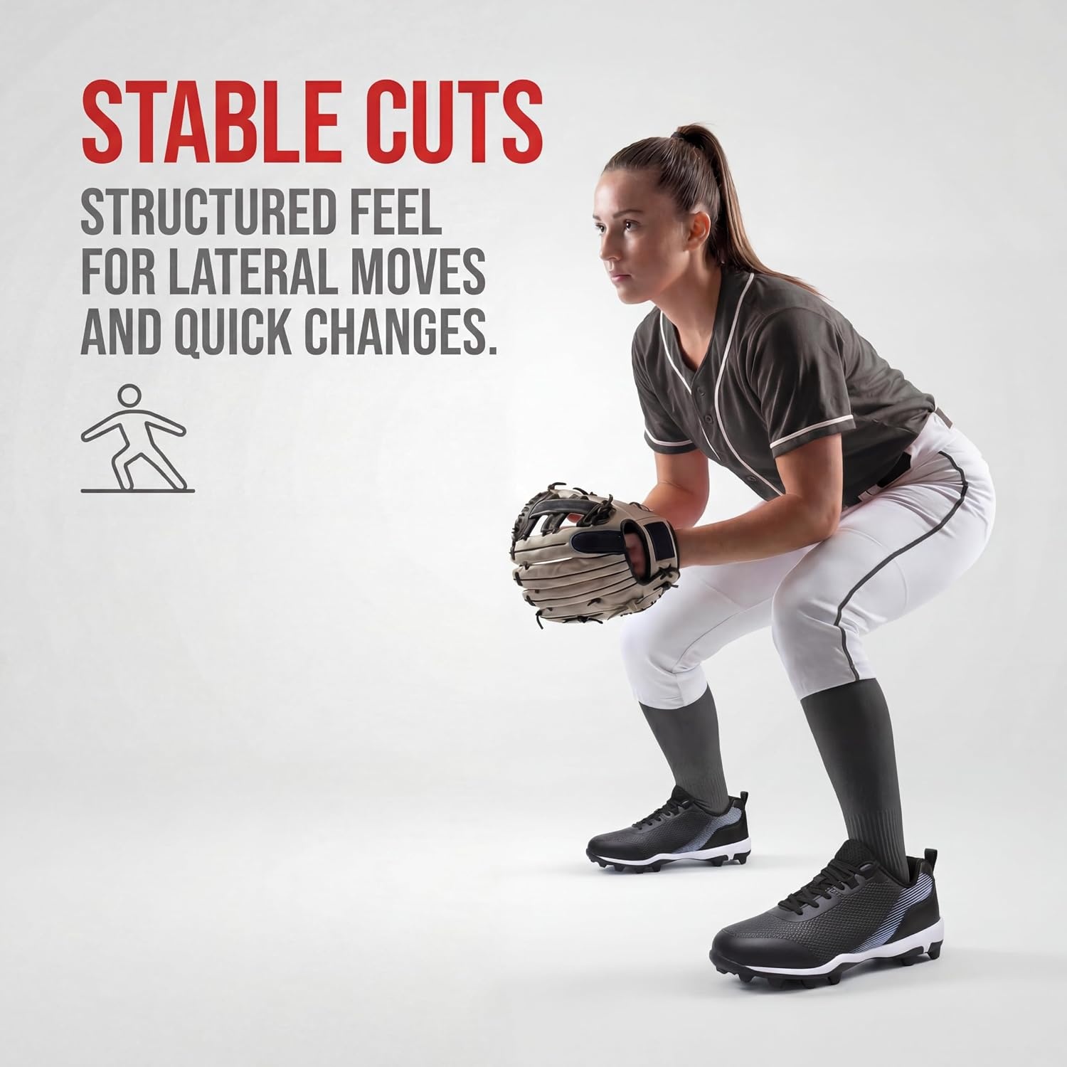 image:imageSoftball Cleats for Women Baseball Cleats Lacrosse MoldedBlack
