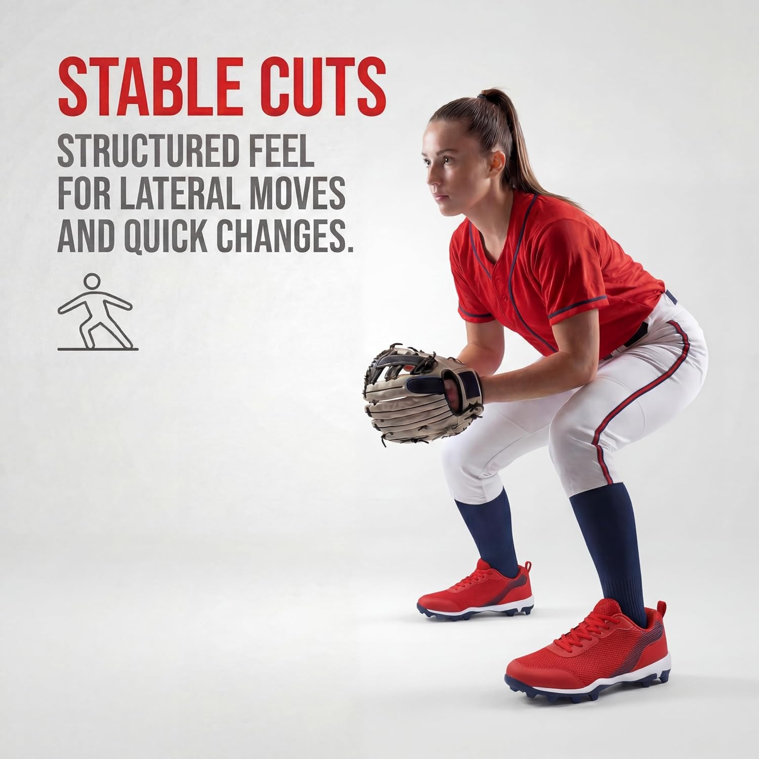 image:imageSoftball Cleats for Women Baseball Cleats Lacrosse MoldedRed