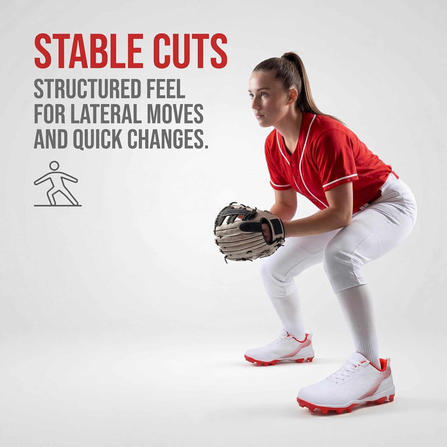 image:imageSoftball Cleats for Women Baseball Cleats Lacrosse MoldedWhite
