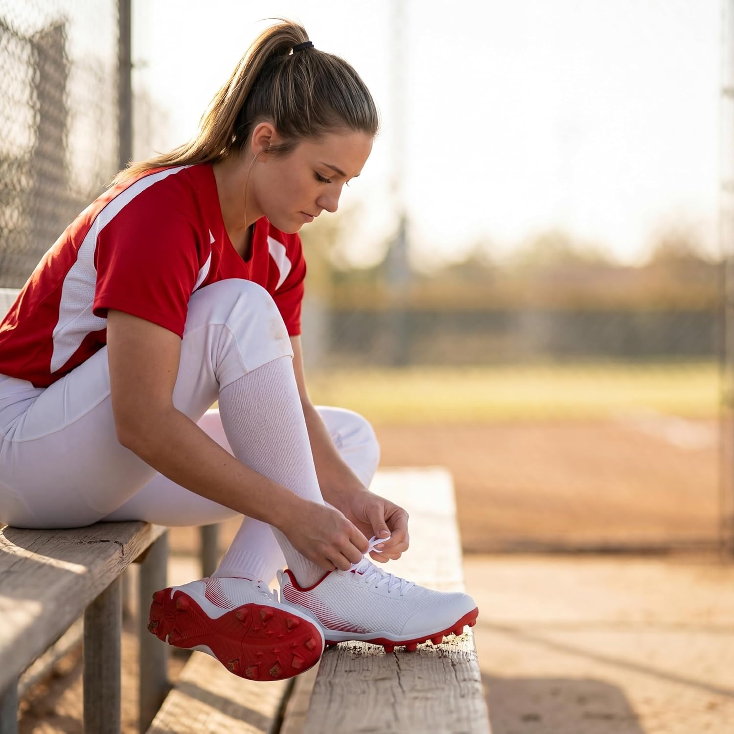 image:imageSoftball Cleats for Women Baseball Cleats Lacrosse MoldedWhite