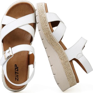 ziitop Womens Wedge Platform Espadrille Sandals with Orthopedic Arch Support Adjustable Ankle Strap Open Toe for Casual Walking(A White)