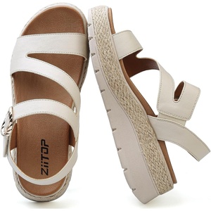 ziitop Womens Wedge Platform Espadrille Sandals with Orthopedic Arch Support Adjustable Ankle Strap Open Toe for Casual Walking(B Beige)