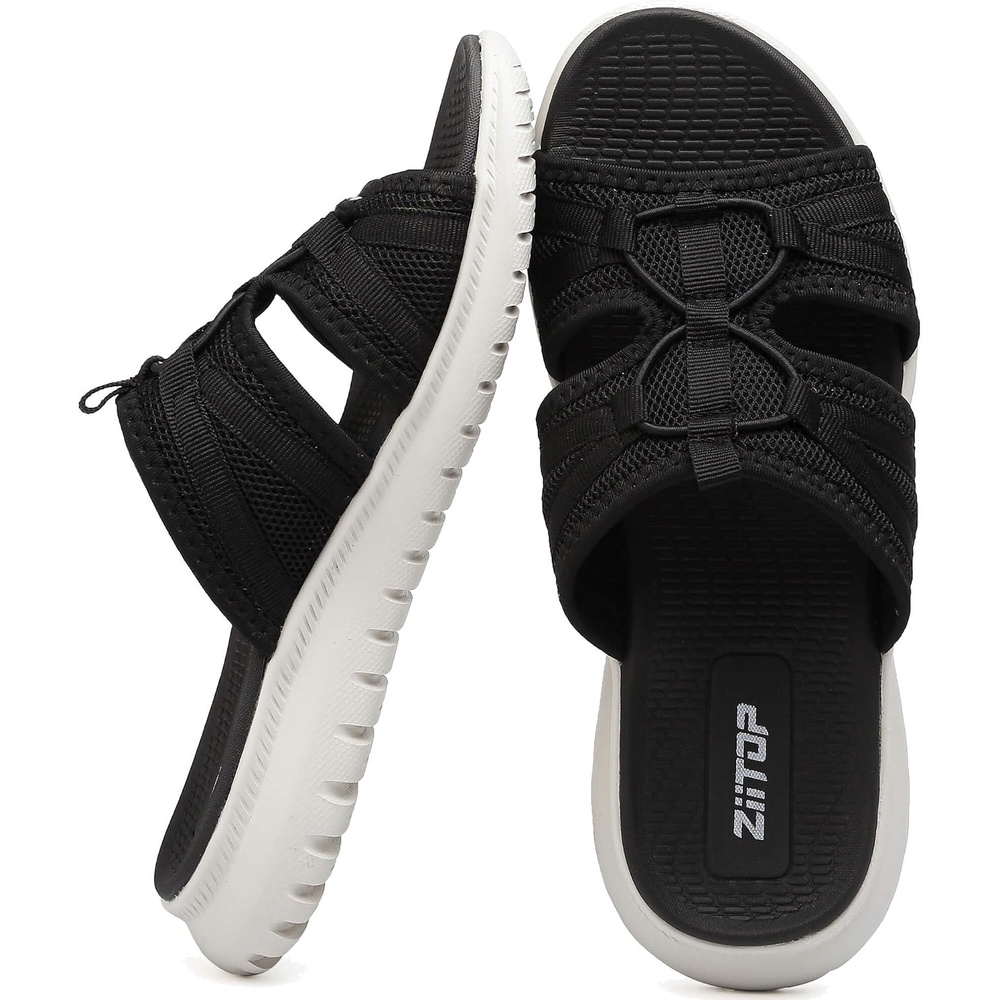 image:imageziitop Orthopedic Slides Sandals For Women Breathable Mesh Sports Athletic Casual Slippers Sandals Lightweight Non Slip With Arch SupportBlack2
