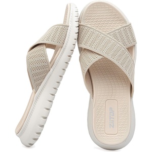 ziitop Orthopedic Slides Sandals For Women Breathable Mesh Sports Athletic Casual Slippers Sandals Lightweight Non Slip With Arch Support(Apricot-1)