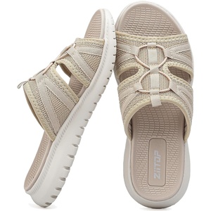 ziitop Orthopedic Slides Sandals For Women Breathable Mesh Sports Athletic Casual Slippers Sandals Lightweight Non Slip With Arch Support(Apricot-2)