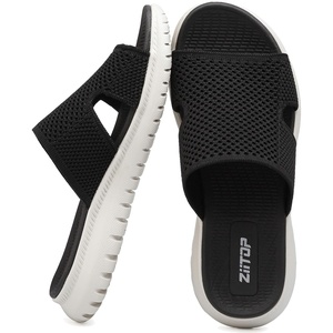 ziitop Orthopedic Slides Sandals For Women Breathable Mesh Sports Athletic Casual Slippers Sandals Lightweight Non Slip With Arch Support(Black-3)