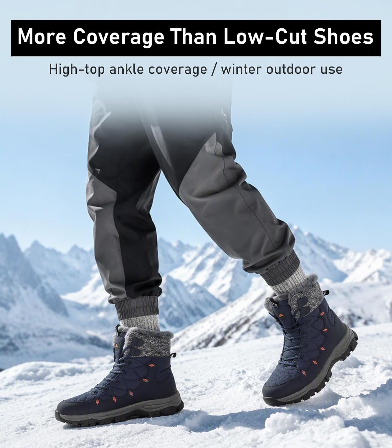image:imageziitop Mens Winter Snow Boots Waterproof Warm Fur Lined Insulated BootsBlue
