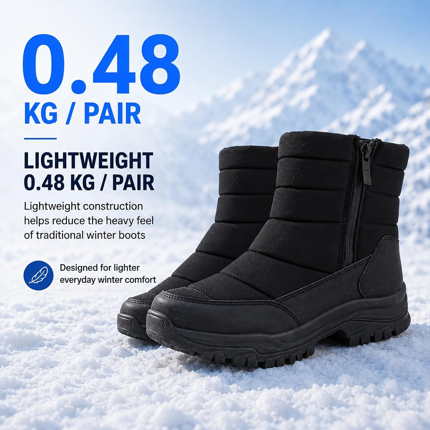 image:imageziitop Snow Boots for Men Waterproof Winter BootsBlack