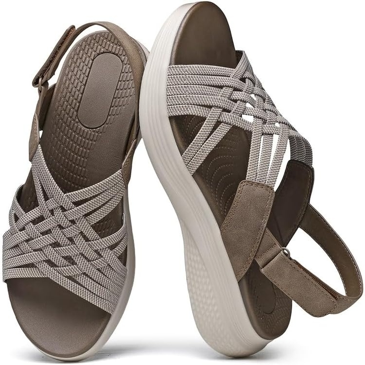 image:imageziitop Womens Sandals Women Footwear Ladies Summer Sandals with Arch Support Comfortable Walking Beach shoes Flat Wedge for Dressy Vacation Travel Office Party Shopping Dating Nursing Water SportsCoffee