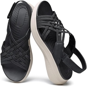ziitop Women’s Sandals Women Footwear Ladies Summer Sandals with Arch Support Comfortable Walking Beach shoes Flat Wedge for Dressy Vacation Travel Office Party Shopping Dating Nursing Water Sports(Black)