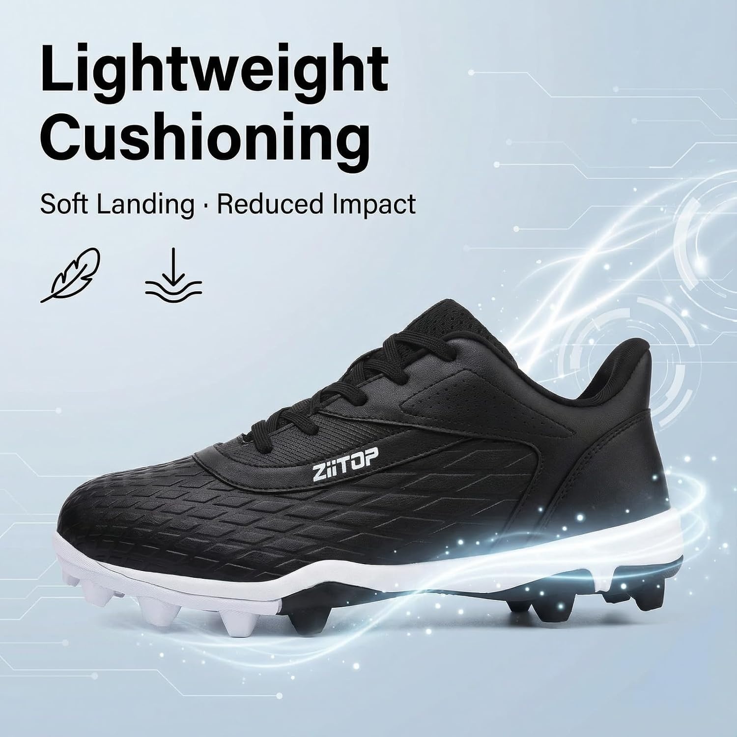 image:imageziitop Baseball Cleats Mens Softball Cleat Turf Shoes for MenBlack