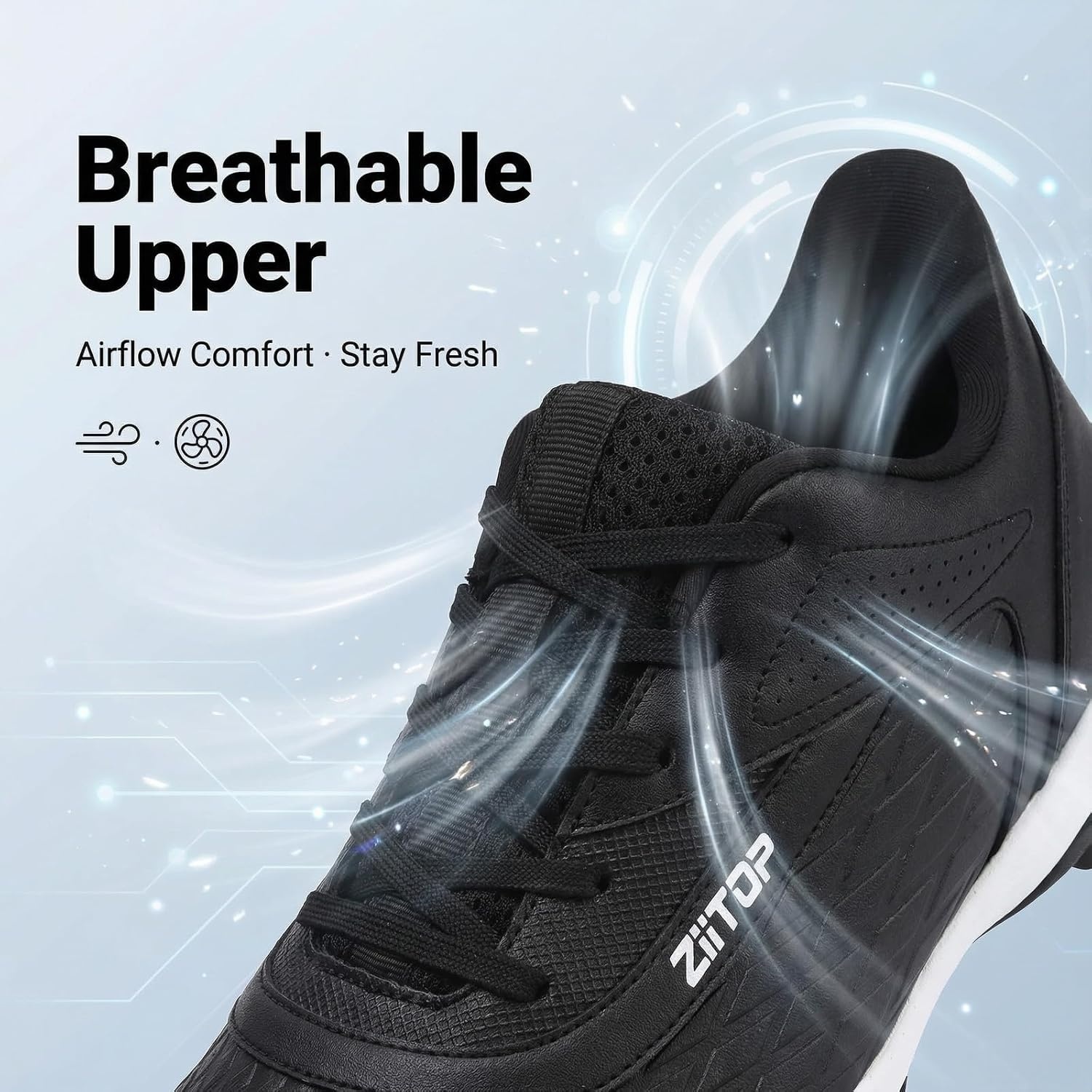 image:imageziitop Baseball Cleats Mens Softball Cleat Turf Shoes for MenBlack