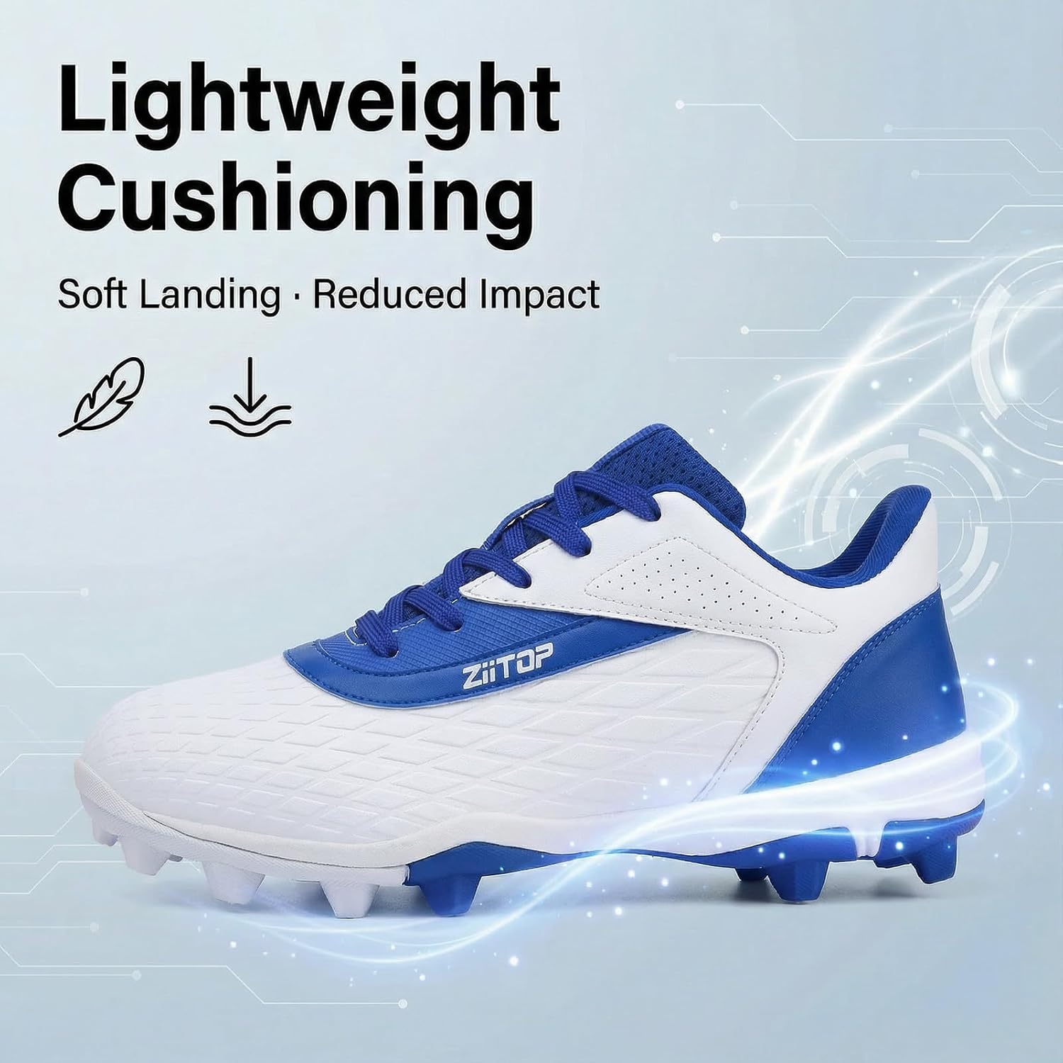 image:imageziitop Baseball Cleats Mens Softball Cleat Turf Shoes for MenWhiteblue