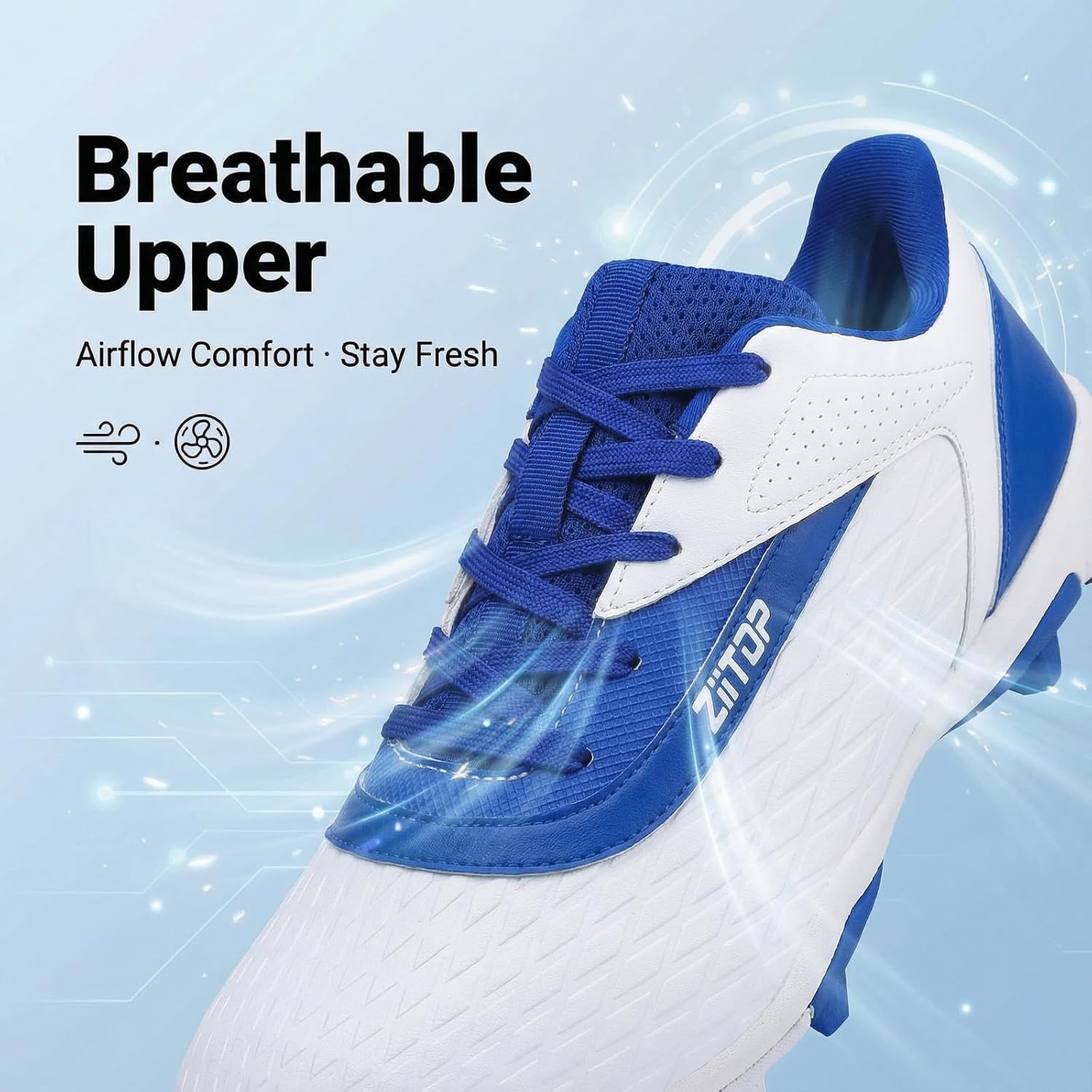 image:imageziitop Baseball Cleats Mens Softball Cleat Turf Shoes for MenWhiteblue