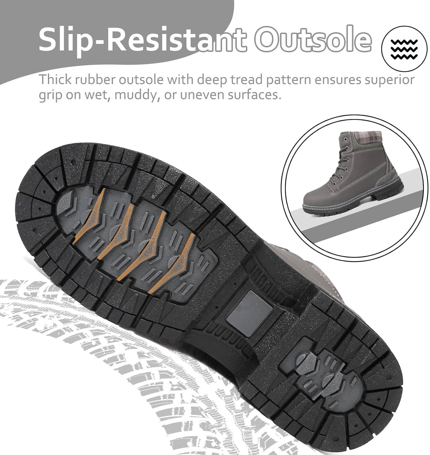 image:imageziitop Womens Combat Ankle Boots Waterproof Fashion Casual Lace Up Low Heel Fall Boots Ladies AntiSlip Lightweight Outdoor Work BootiesGrey